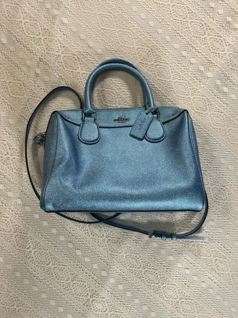 Metallic Blue Women's Satchel Handbag